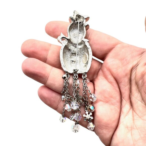 Kirks Folly Womens Brooch Frosty the Snowman Pin Clear Crystals Silver Tone - Picture 3 of 4